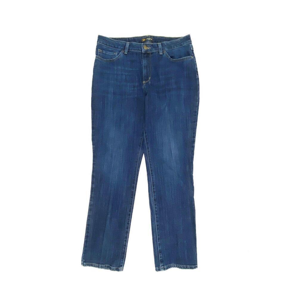 Lee Regular Fit Straight Leg‎ Women's size 14 Dark Wash Blue Denim Jeans
